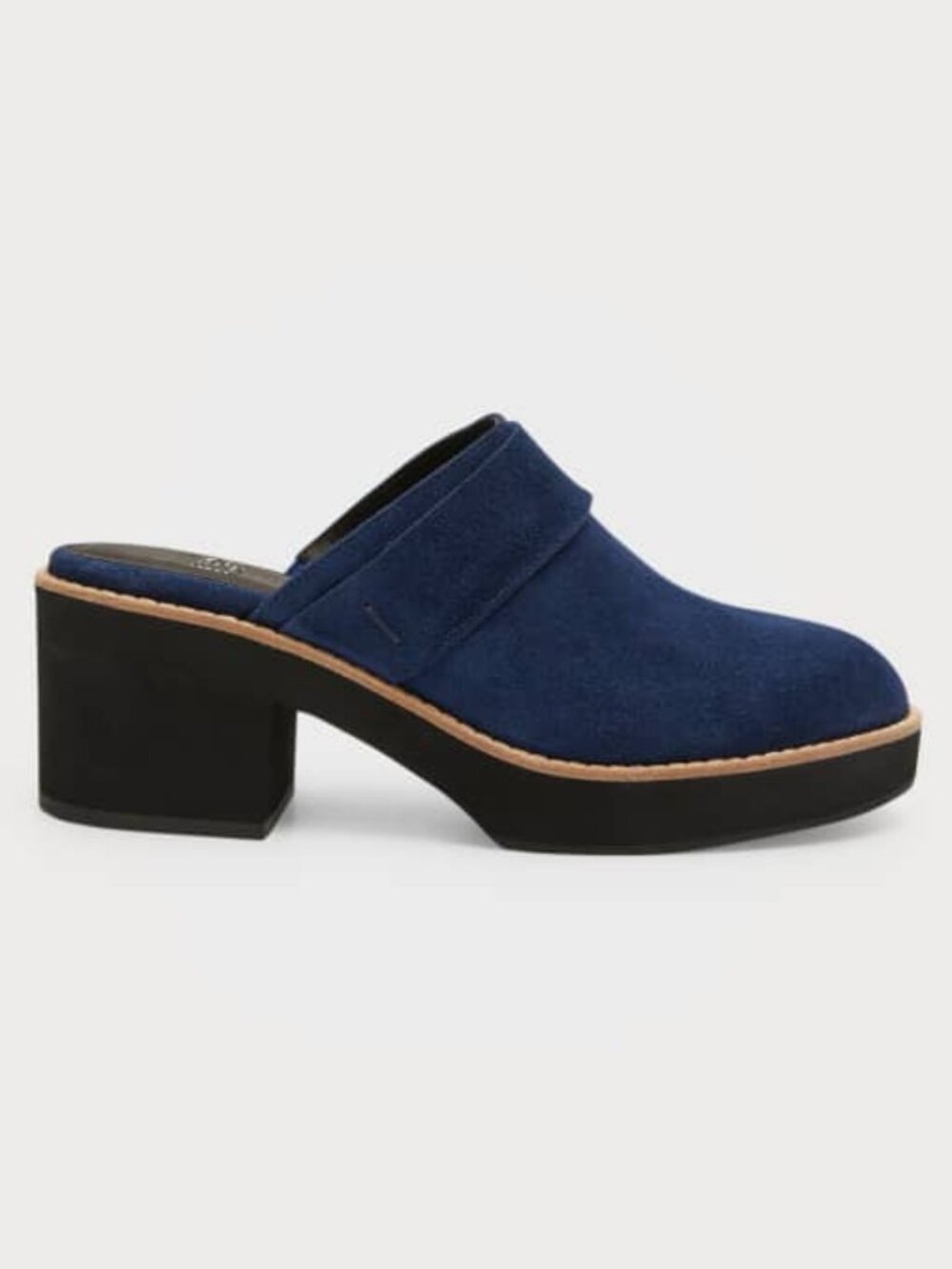 Eileen Fisher Wmn Hiya Suede Platform Mules Navy Blue Rich Round Toe Slip On 8.5